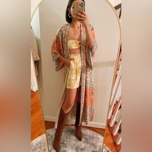 Gypsy Boho Floral Kimono Duster Robe